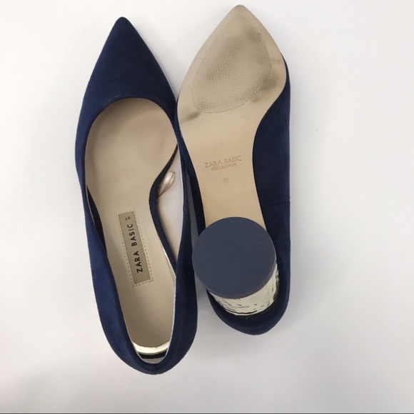 Zara Royal blue pointy toe, metallic heel size 37 - Picture 5 of 6